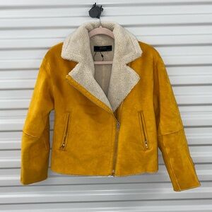 Zara Yellow Shearling Lined Women's Jacket